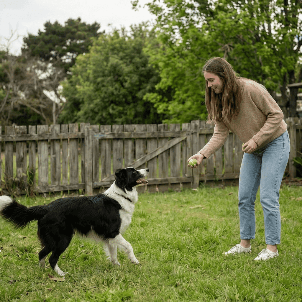 Happy Balloxx customer Sarah M. with their pet Max