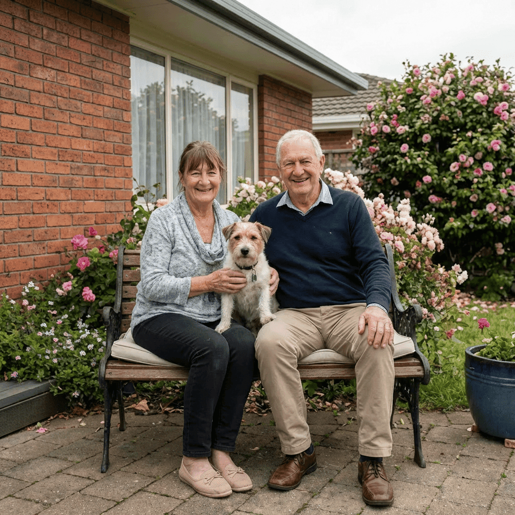 Happy Balloxx customer Thomas & Lisa with their pet Charlie